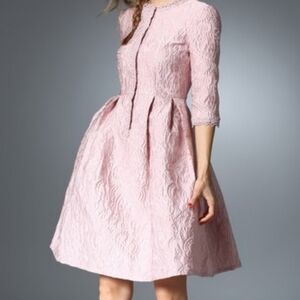 𝅺COEUR De Vague Fit and Flare Texture Pink Dress